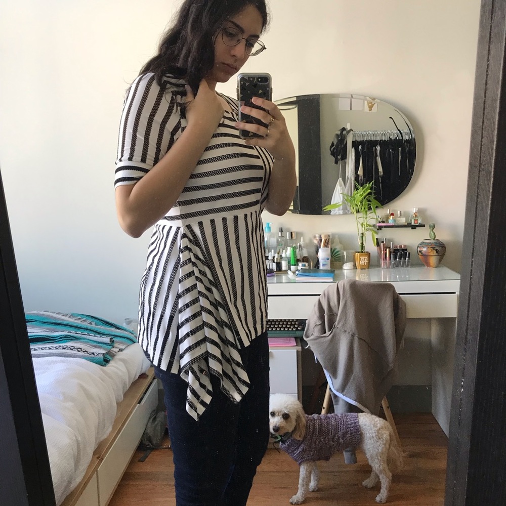 business casual asymmetrical flowy shirt